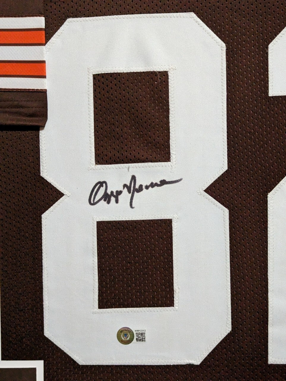 Framed Cleveland Browns Ozzie Newsome Autographed Signed Stat Jersey Bas Holo