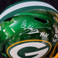 Green Bay Packers Eric Stokes Signed 2X Insc Full Size Flash Replica Helmet Jsa