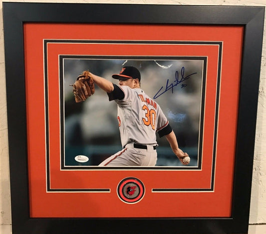 Framed Signed Chris Tillman Baltimore Orioles 8X10 Photo Jsa Coa