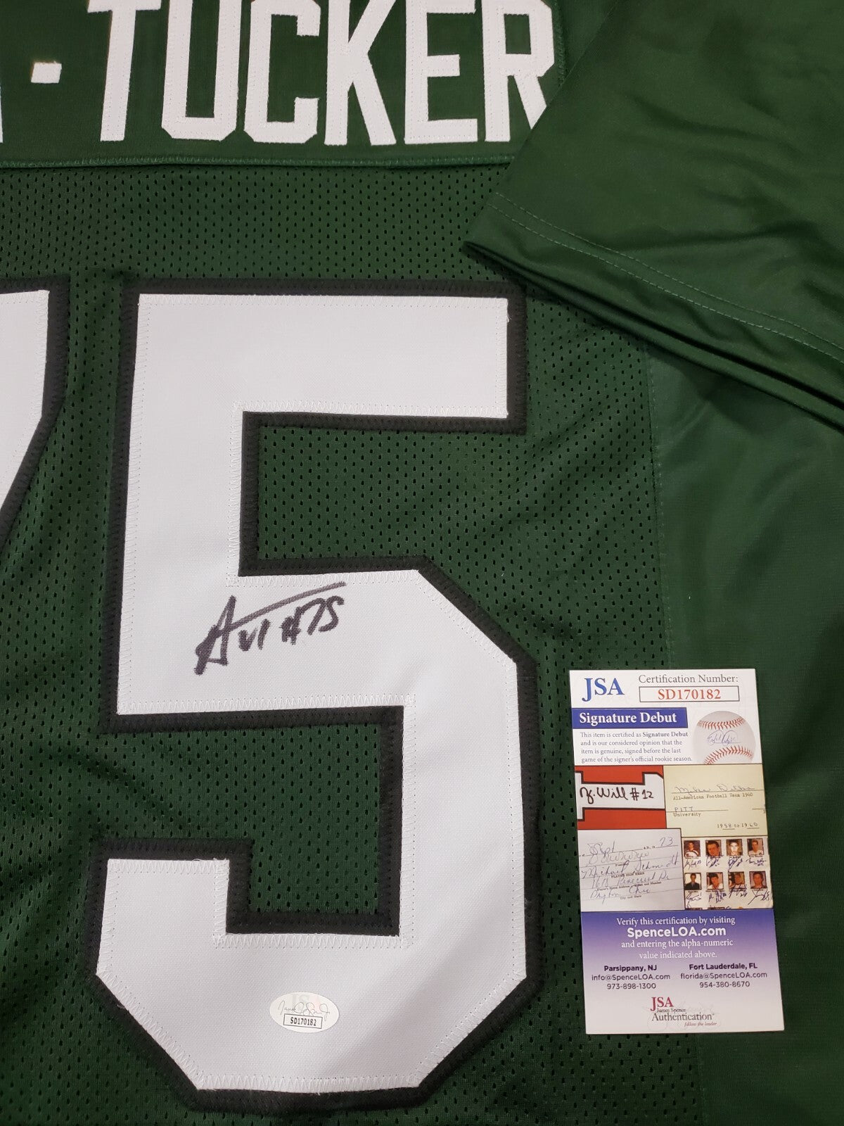 New York Jets Alijah Vera-Tucker Autographed Signed Jersey Jsa Coa