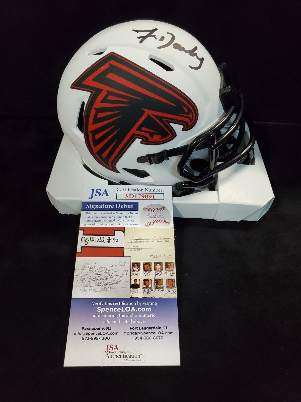 Atlanta Falcons Frank Darby Autographed Signed Lunar Mini Helmet Jsa Coa