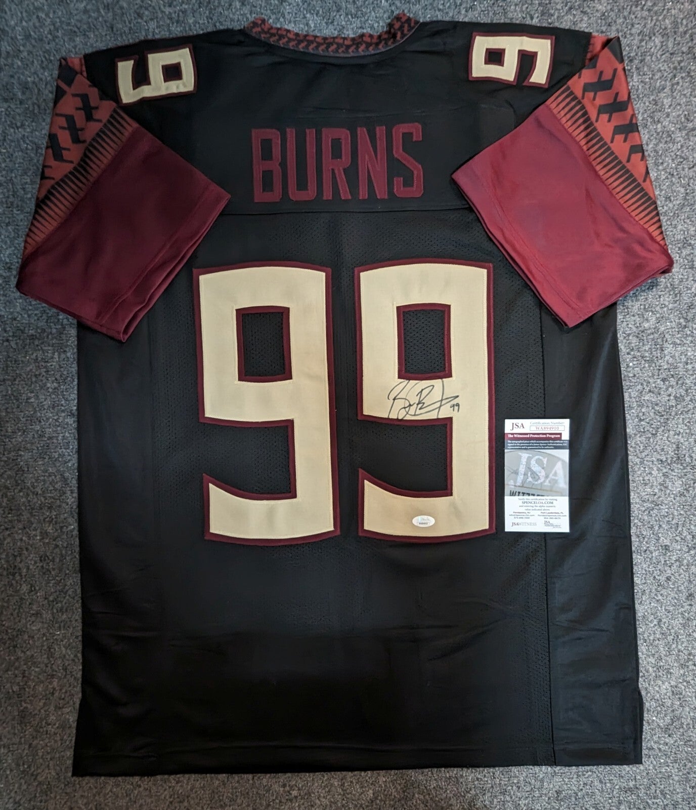 Florida State Seminoles Brian Burns Autographed Signed Jersey Jsa Coa