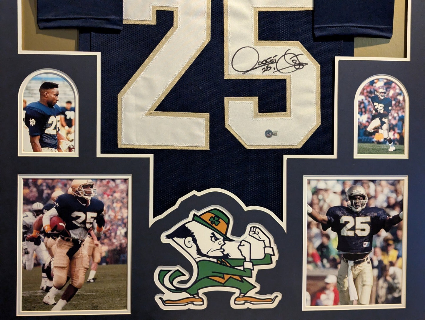 Framed Notre Dame Fighting Irish Raghib Ismail Autographed Jersey Beckett Holo