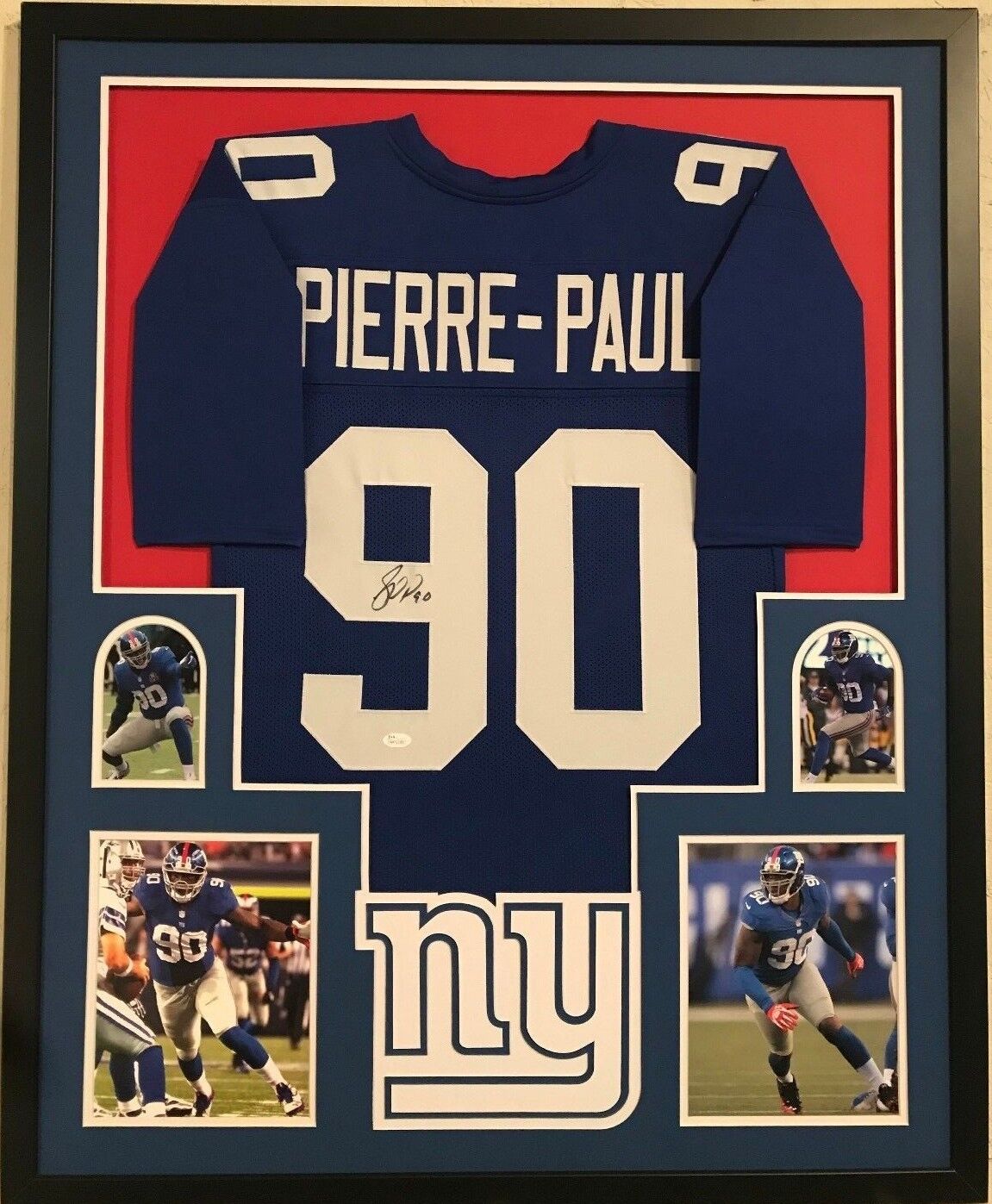 MVP Authentics Framed Jason Pierre-Paul Autographed Signed New York Giants Jersey Jsa Coa 450 sports jersey framing , jersey framing