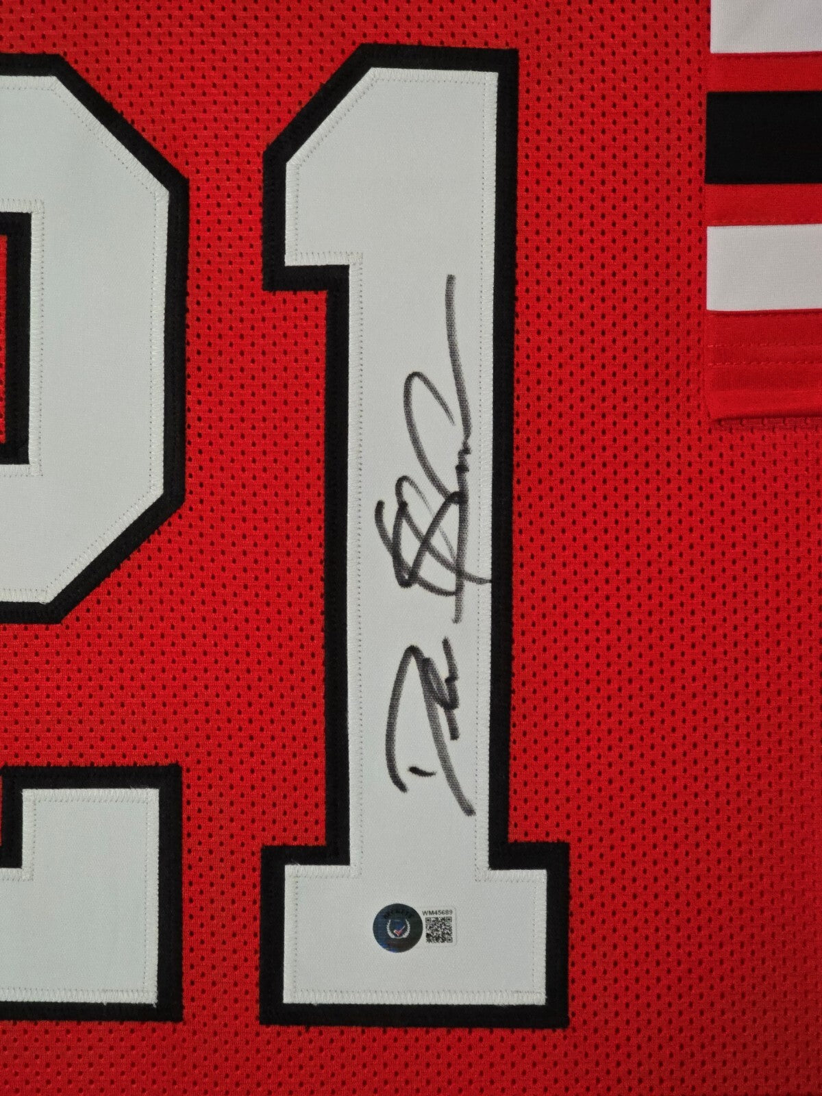 Framed Atlanta Falcons Deion Sanders Autographed Jersey Beckett Holo