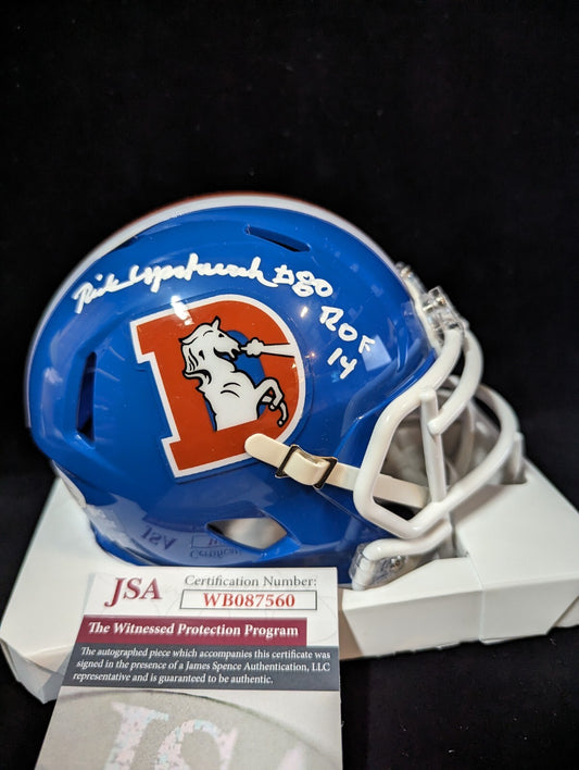 Denver Broncos Rick Upchurch Autographed Inscribed Throwback Mini Helmet Jsa Coa