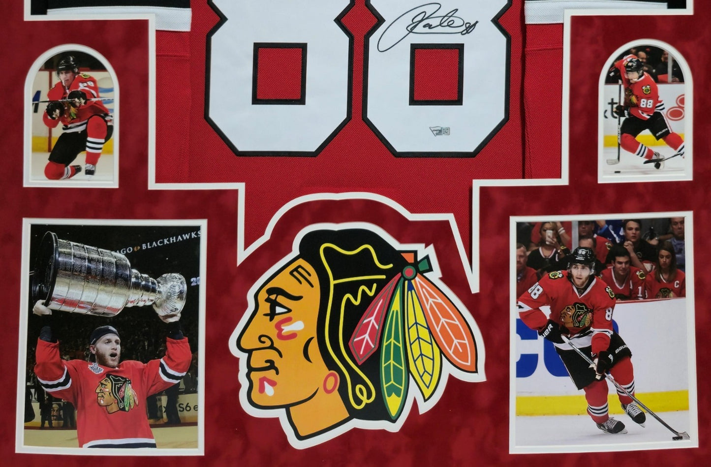 Suede Framed Chicago Blackhawks Patrick Kane Autographed Signed Jersey Fanatics