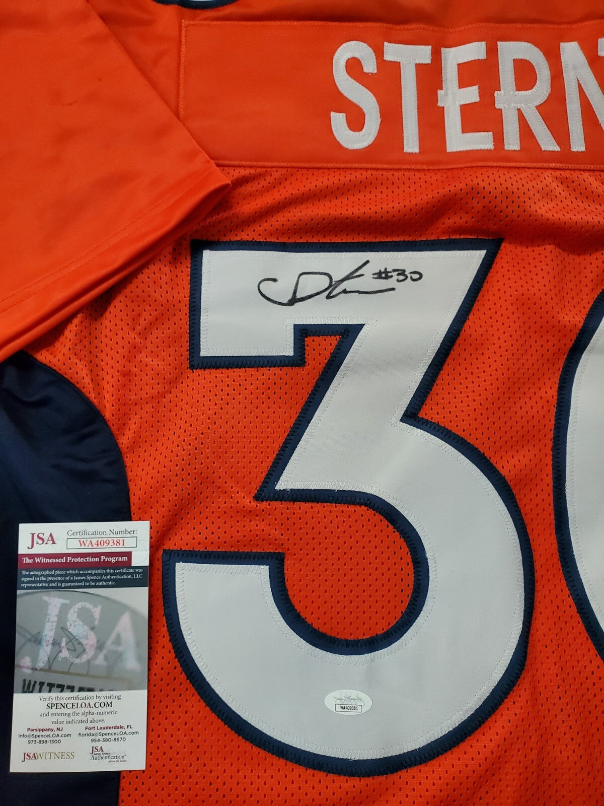Denver Broncos Caden Sterns Autographed Signed Jersey Jsa  Coa