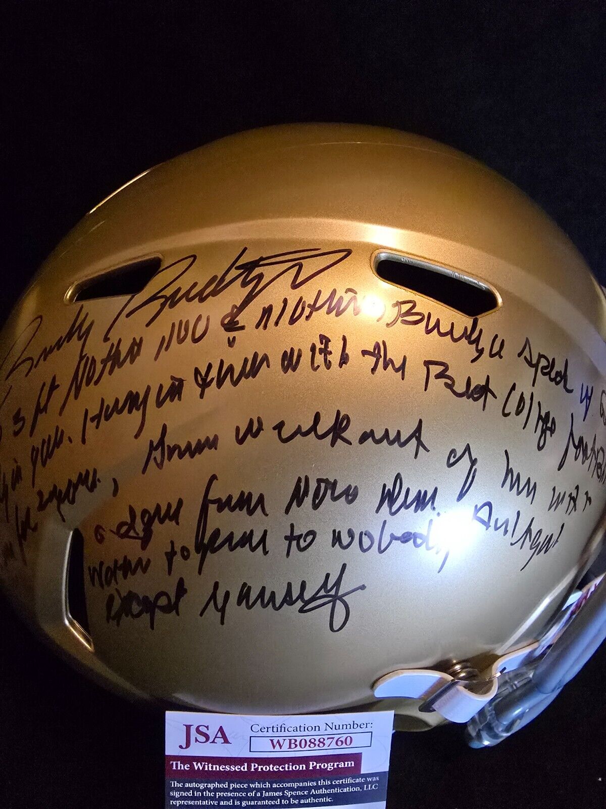 Notre Dame Fighting Irish Rudy Ruettiger Speech Full Size Replica Helmet Jsa