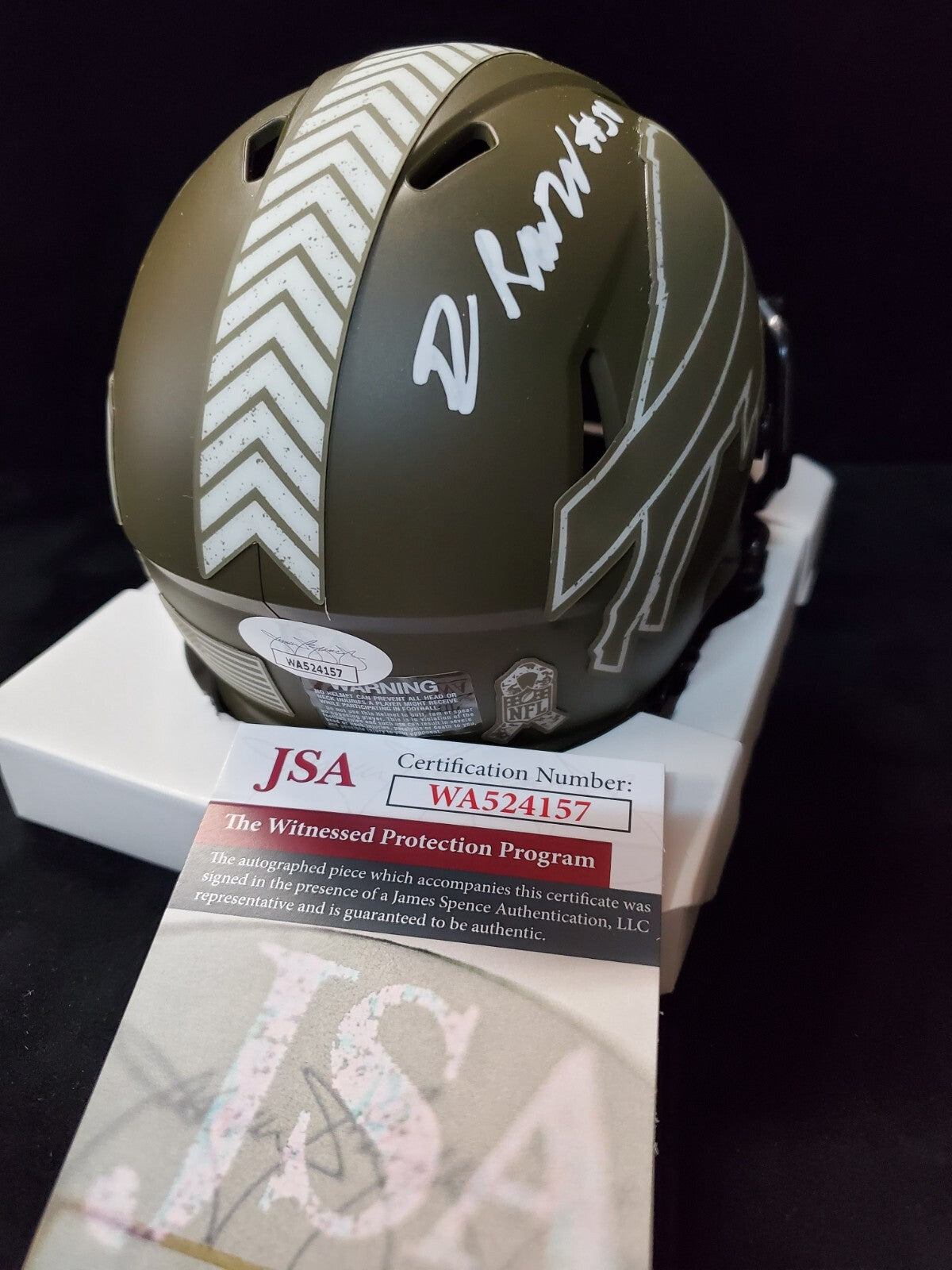 Buffalo Bills Gregory Rousseau Signed Salute To Service Mini Helmet Jsa Coa