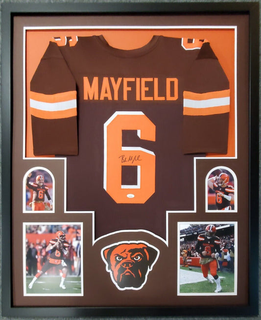 Framed Baker Mayfield Autographed Signed Cleveland Browns Jersey Jsa Coa