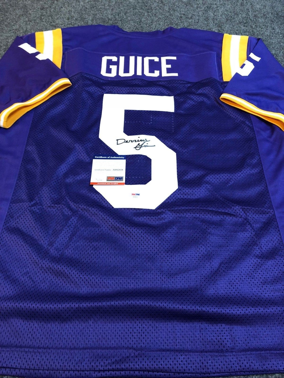 Lsu Tigers Derrius Guice Autographed Signed Jersey Psa  Coa