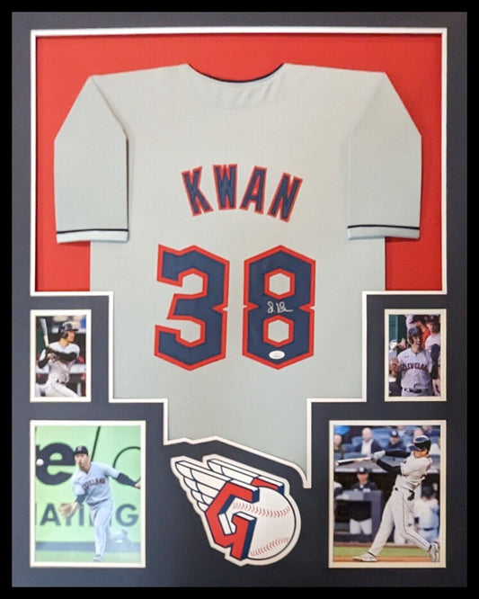 MVP Authentics Framed Cleveland Guardians Steven Kwan Autographed Signed Jersey Jsa Coa 585 sports jersey framing , jersey framing