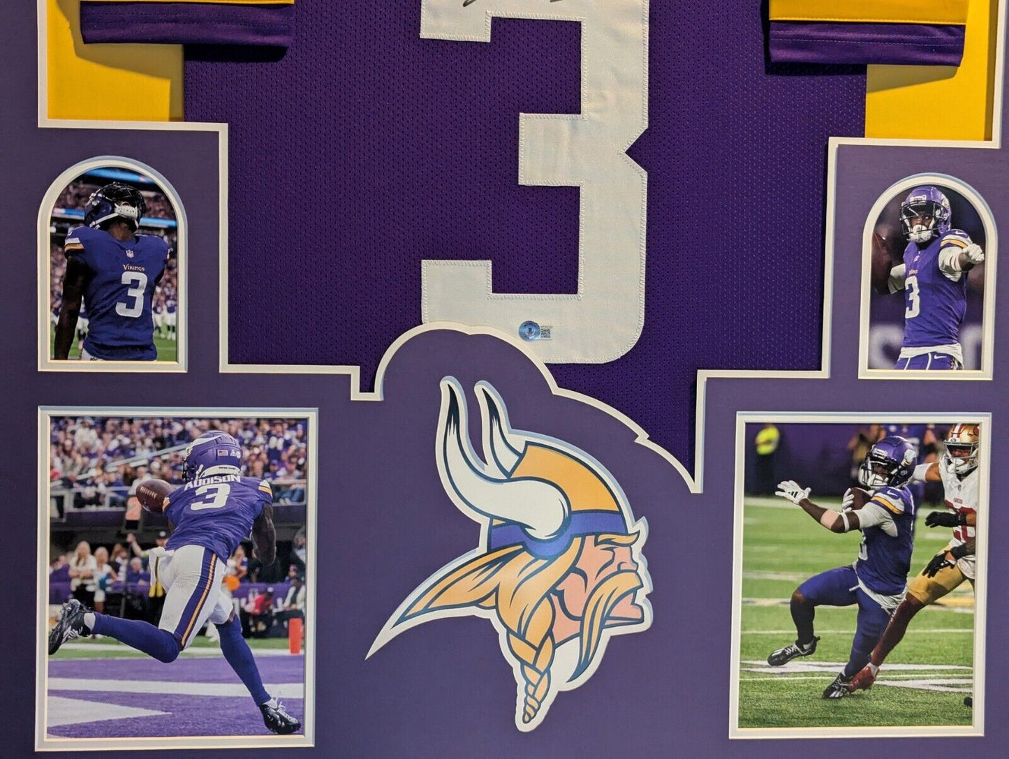 Framed Minnesota Vikings Jordan Addison Autographed Signed Jersey Beckett Holo