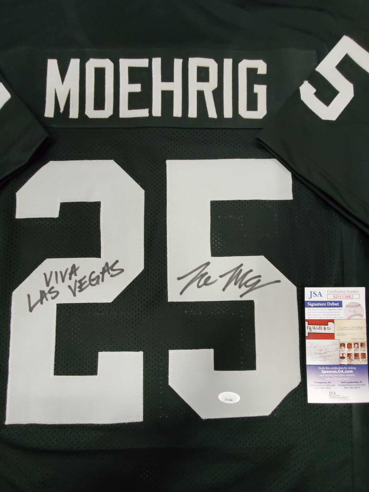 Las Vegas Raiders Tre'von Moehrig Autographed Inscribed Jersey Jsa Coa