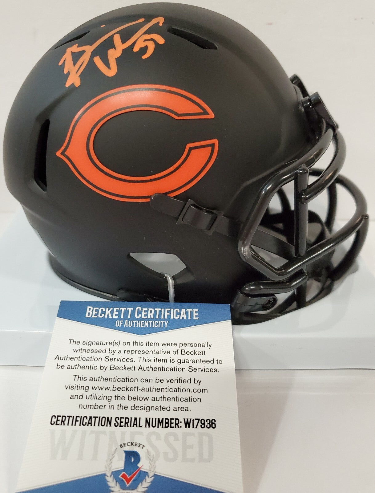 Brian Urlacher Signed Chicago Bears Eclipse Mini Helmet Beckett Coa