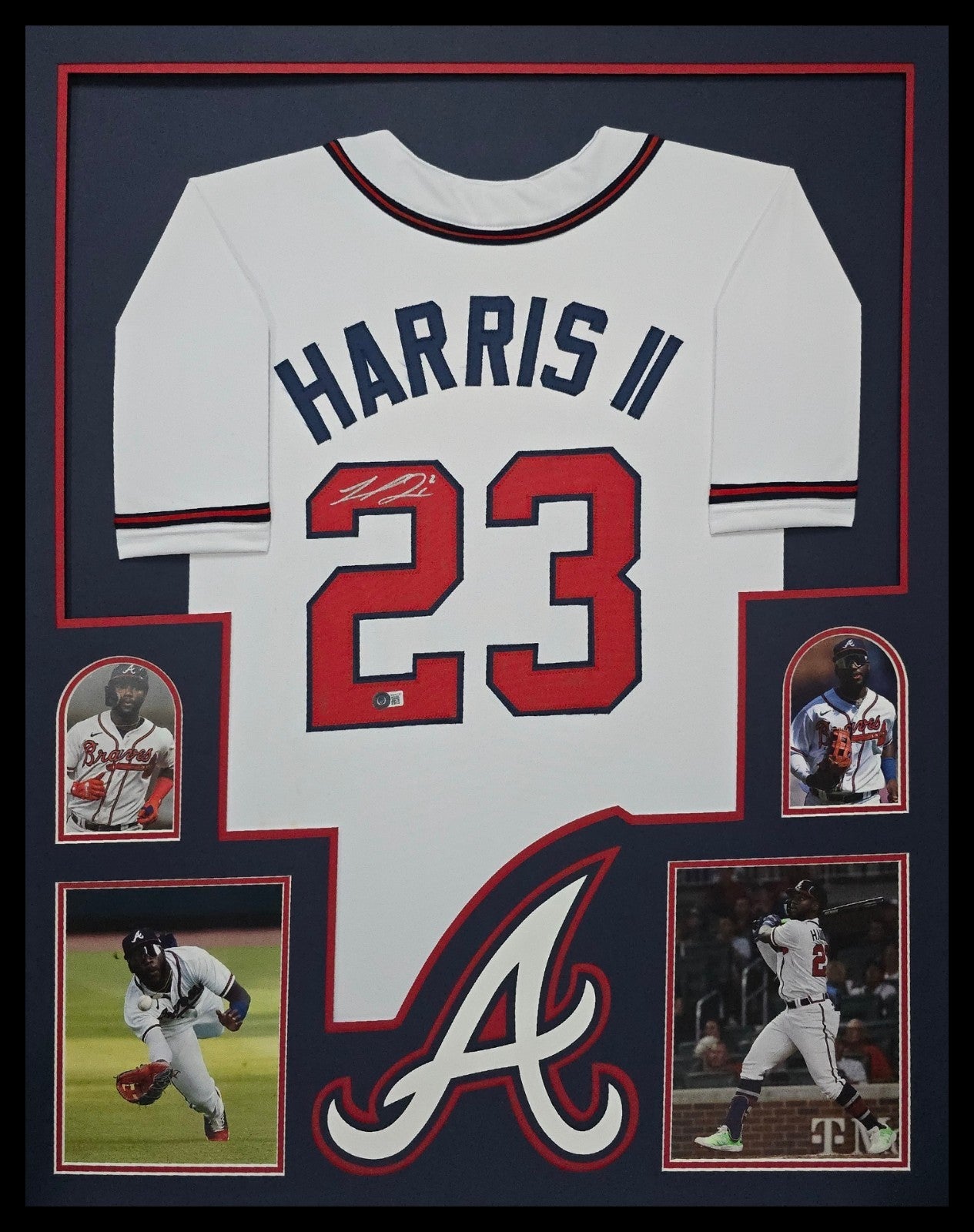 Framed Atlanta Braves Michael Harrris Ii Autographed Jersey Beckett Hologram