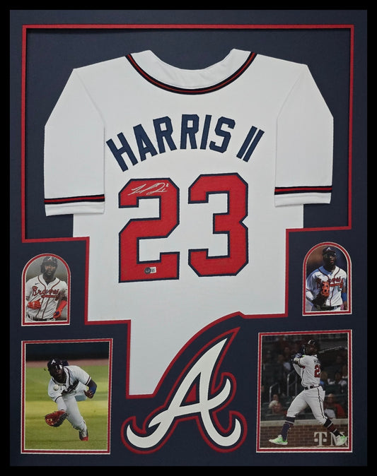 Framed Atlanta Braves Michael Harrris Ii Autographed Jersey Beckett Hologram