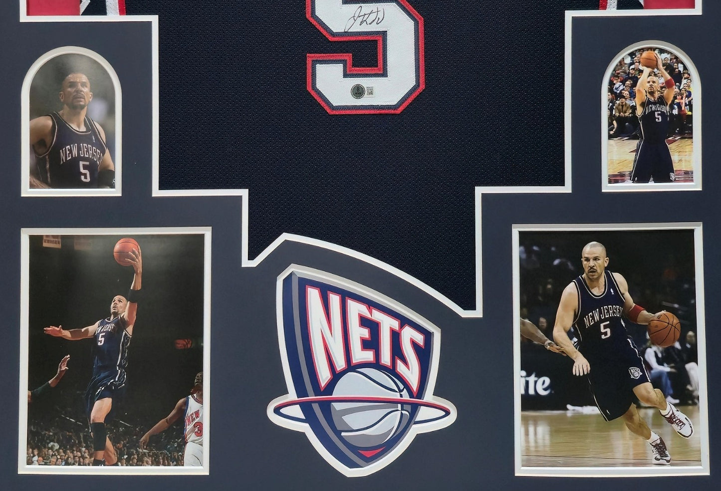 Framed New Jersey Nets Jason Kidd Autographed Signed Jersey Beckett Holo