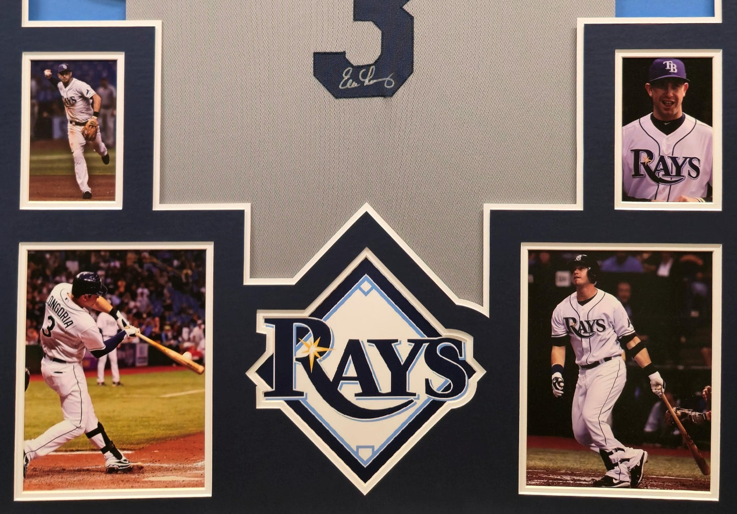 Framed Tampa Bay Rays Evan Longoria Autographed Signed Jersey Beckett Holo
