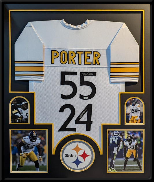 Framed Pittsburgh Steelers Joey Porter Jr & Sr Autographed Signed Jersey Jsa Coa