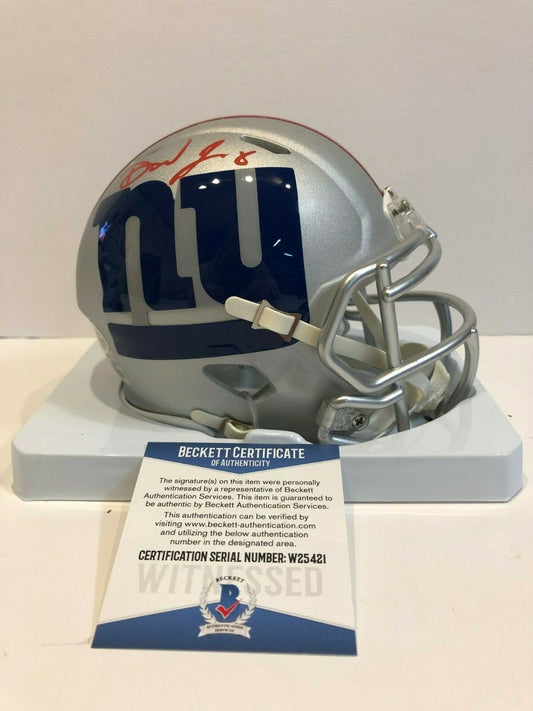 Daniel Jones Autographed Signed N.Y. Giants Amp Mini Helmet Beckett Coa