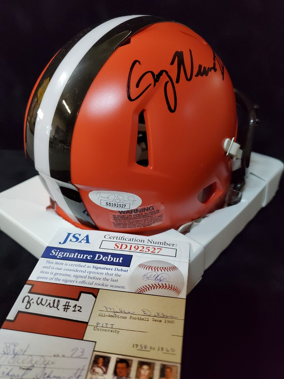 Cleveland Browns Greg Newsome Ii Autographed Signed Speed Mini Helmet Jsa Coa