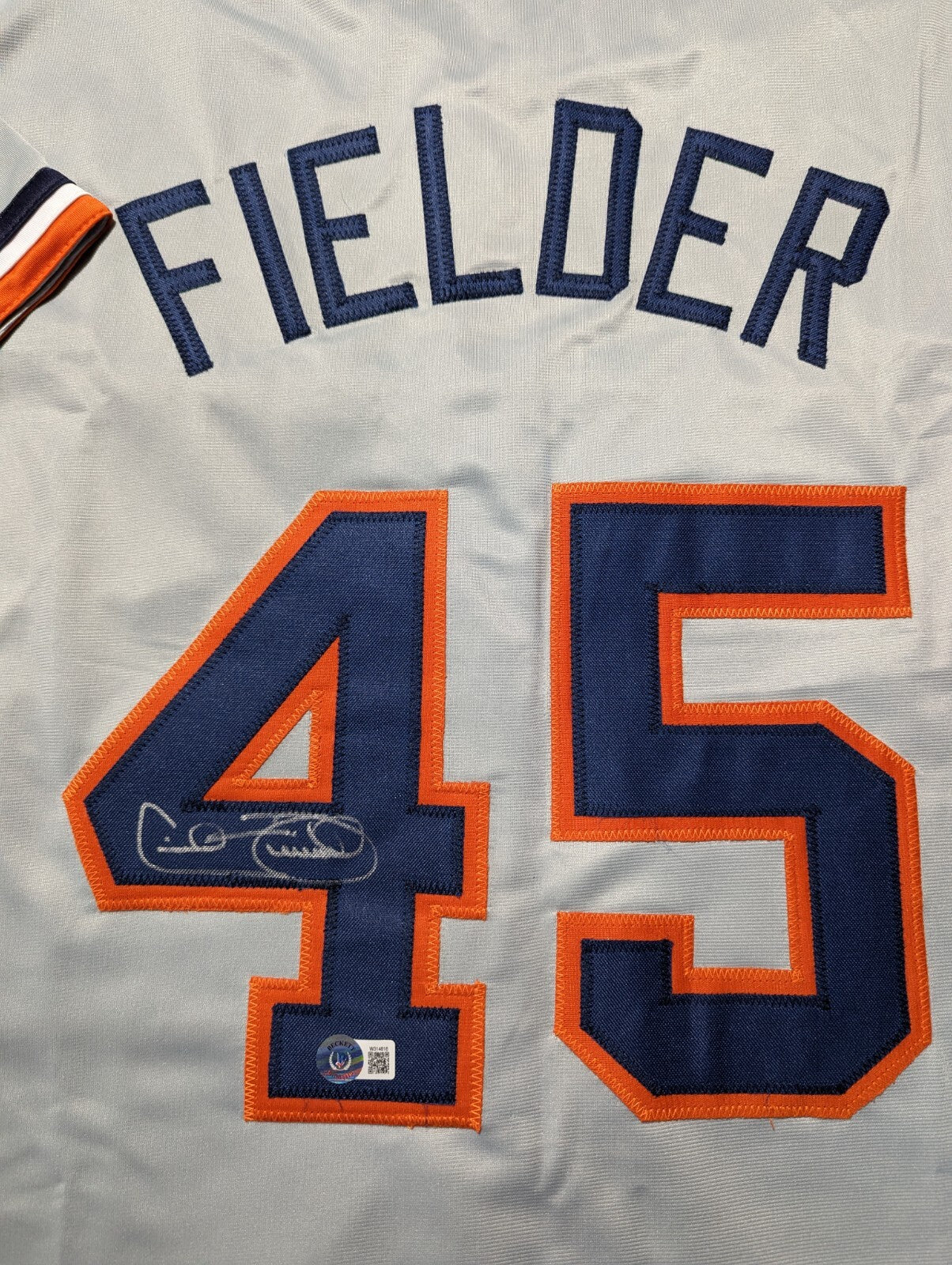 Detroit Tigers Cecil Fielder Autographed Signed Jersey Beckett Holo