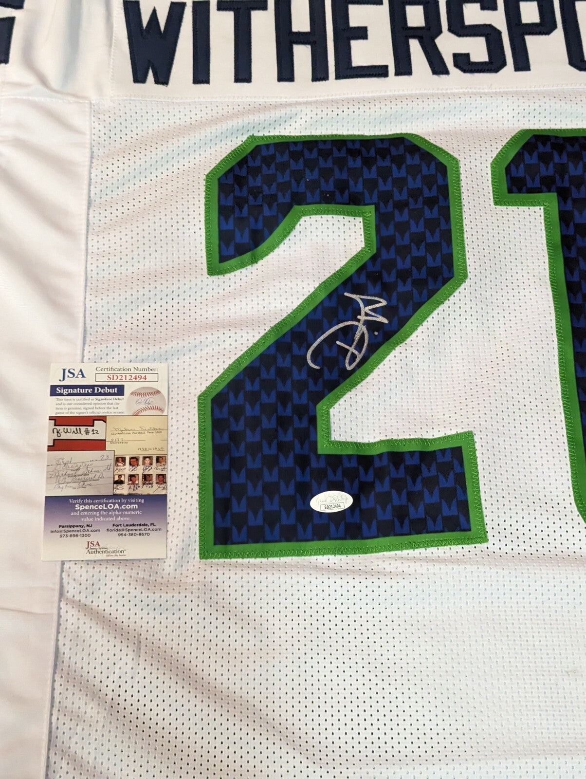 Seattle Seahawks Devon Witherspoon Autographed Signed Jersey Jsa Coa