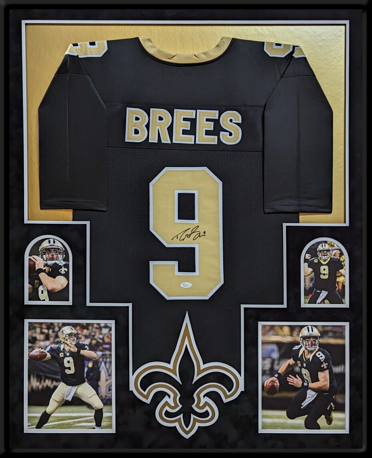 MVP Authentics Framed In Suede New Orleans Saints Drew Brees Autographed Signed Jersey Jsa Coa 787.50 sports jersey framing , jersey framing