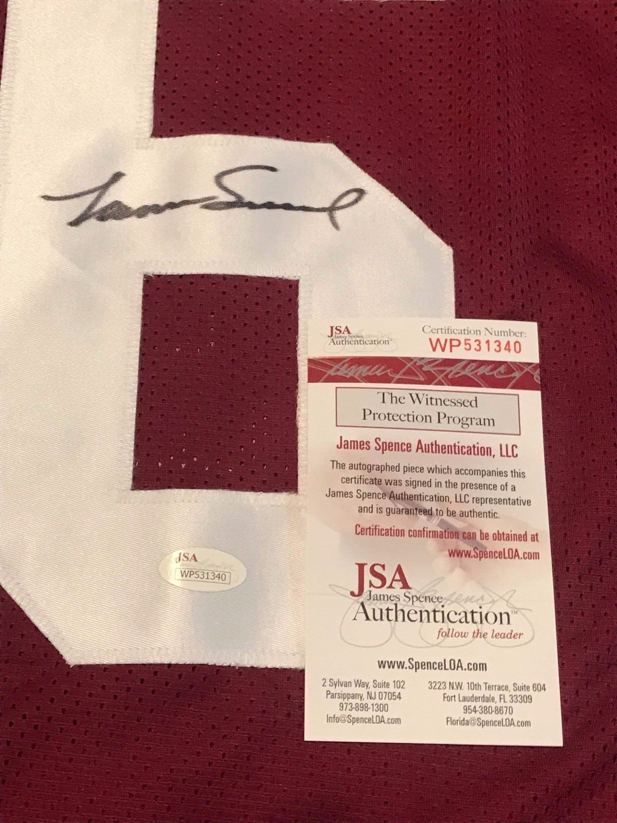 Washington Football Norm Snead Autographed Signed Jersey Jsa Coa