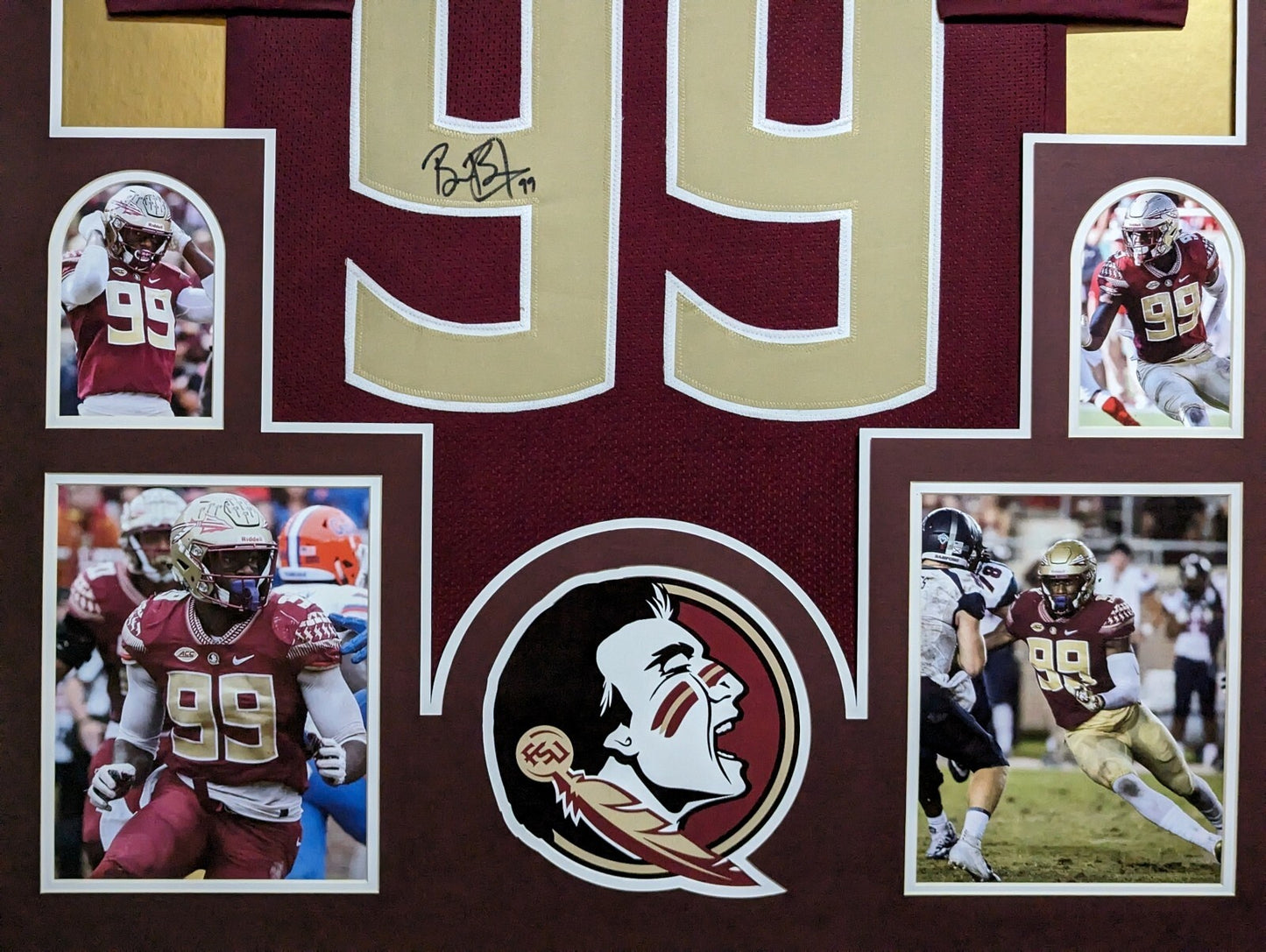 Framed Florida State Seminoles Brian Burns Autographed Jersey Jsa Coa