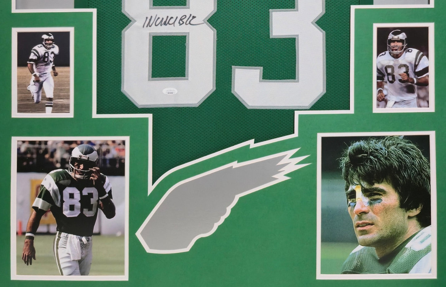 Framed Philadelphia Eagles Vince Papale Autographed Inscribed Jersey Jsa Coa
