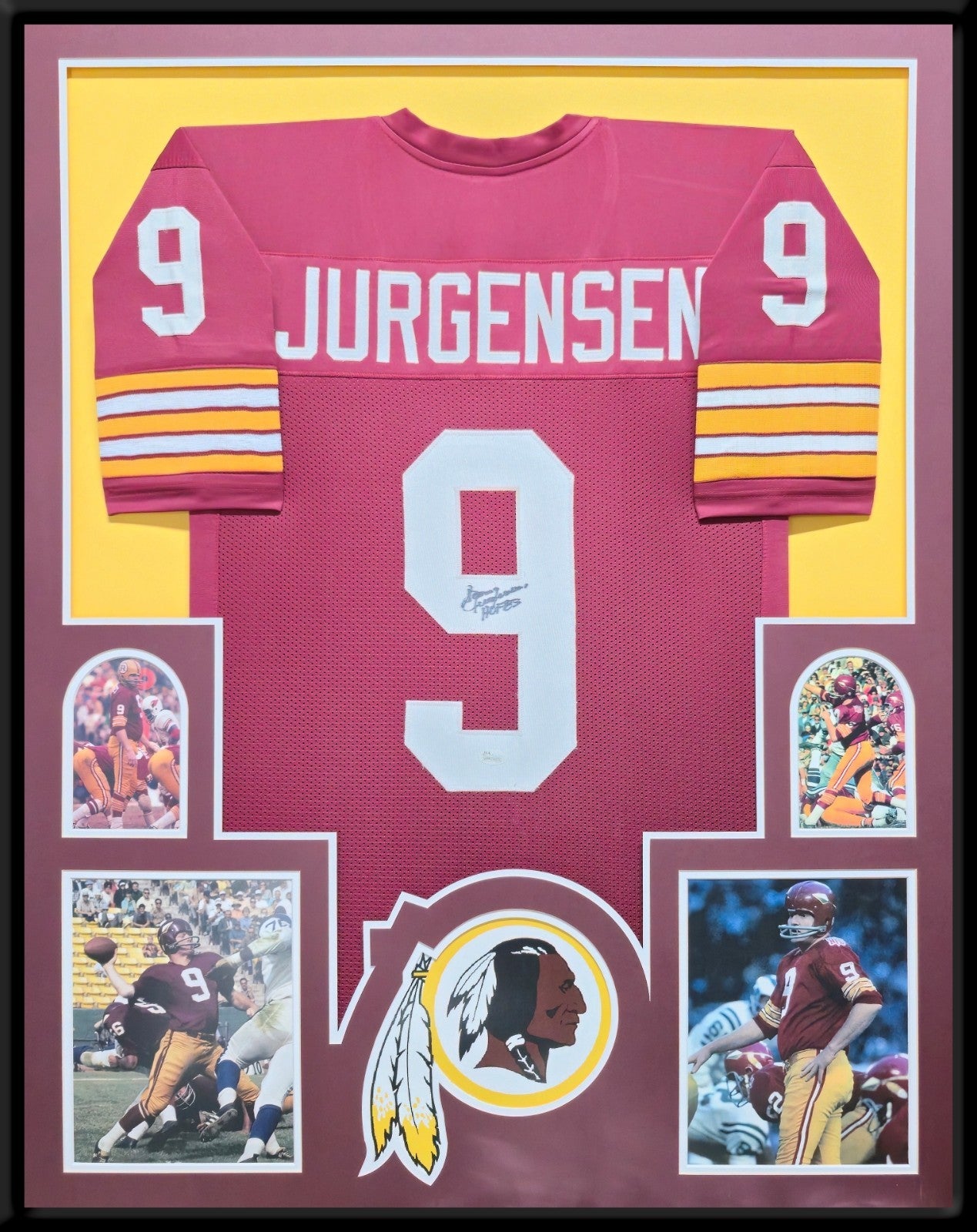 Framed Washington Football Sonny Jurgensen Autographed Signed Jersey Jsa Coa