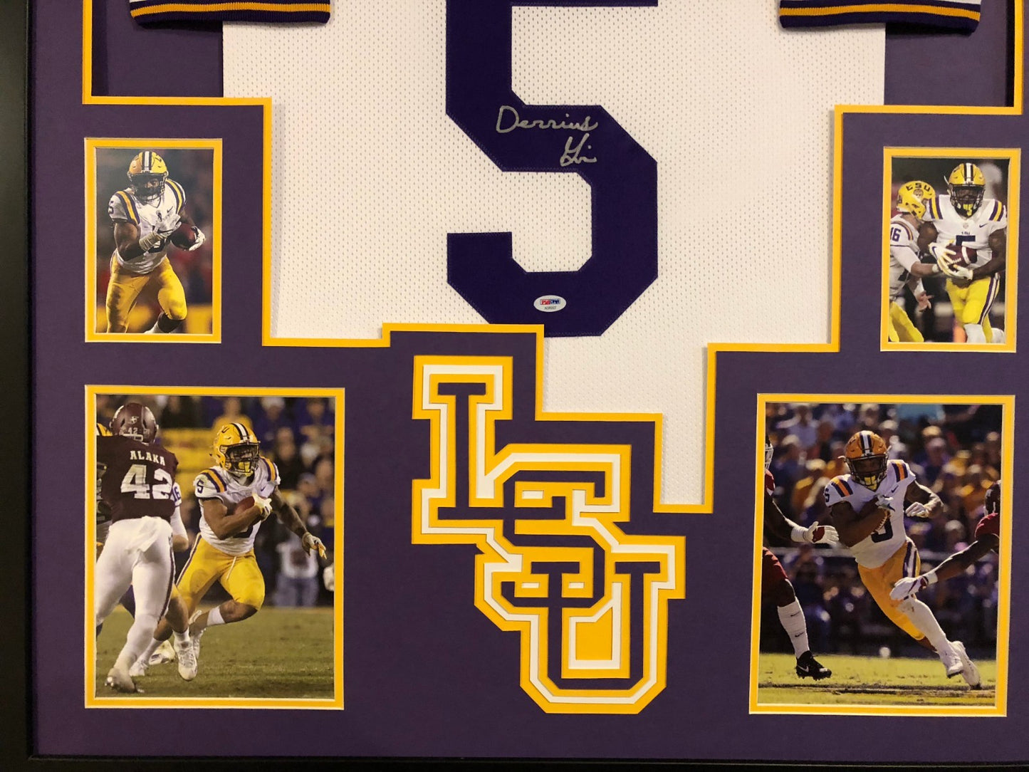 Framed Lsu Tigers Derrius Guice Autographed Signed Jersey Psa Coa