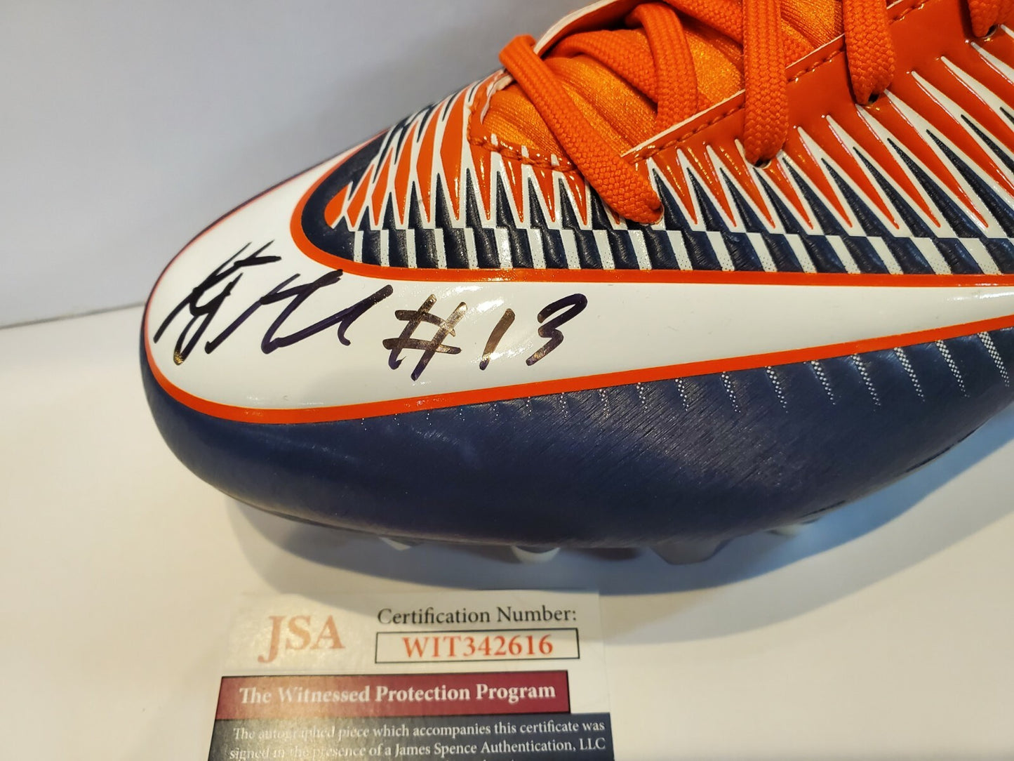 Denver Broncos Kj Hamler Autographed Signed Nike Cleat Jsa Coa