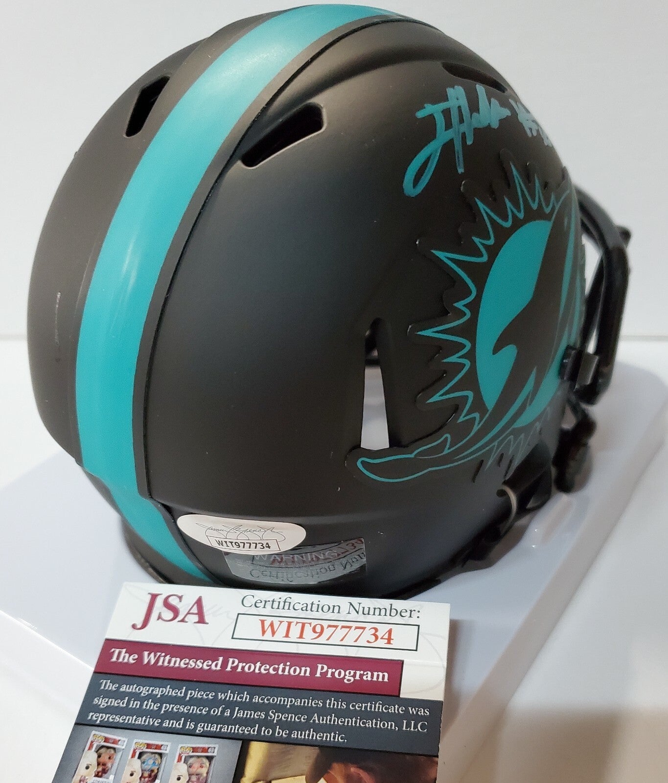 Miami Dolphins Jevon Holland Autographed Teal Signed Eclipse Mini Helmet Jsa Coa