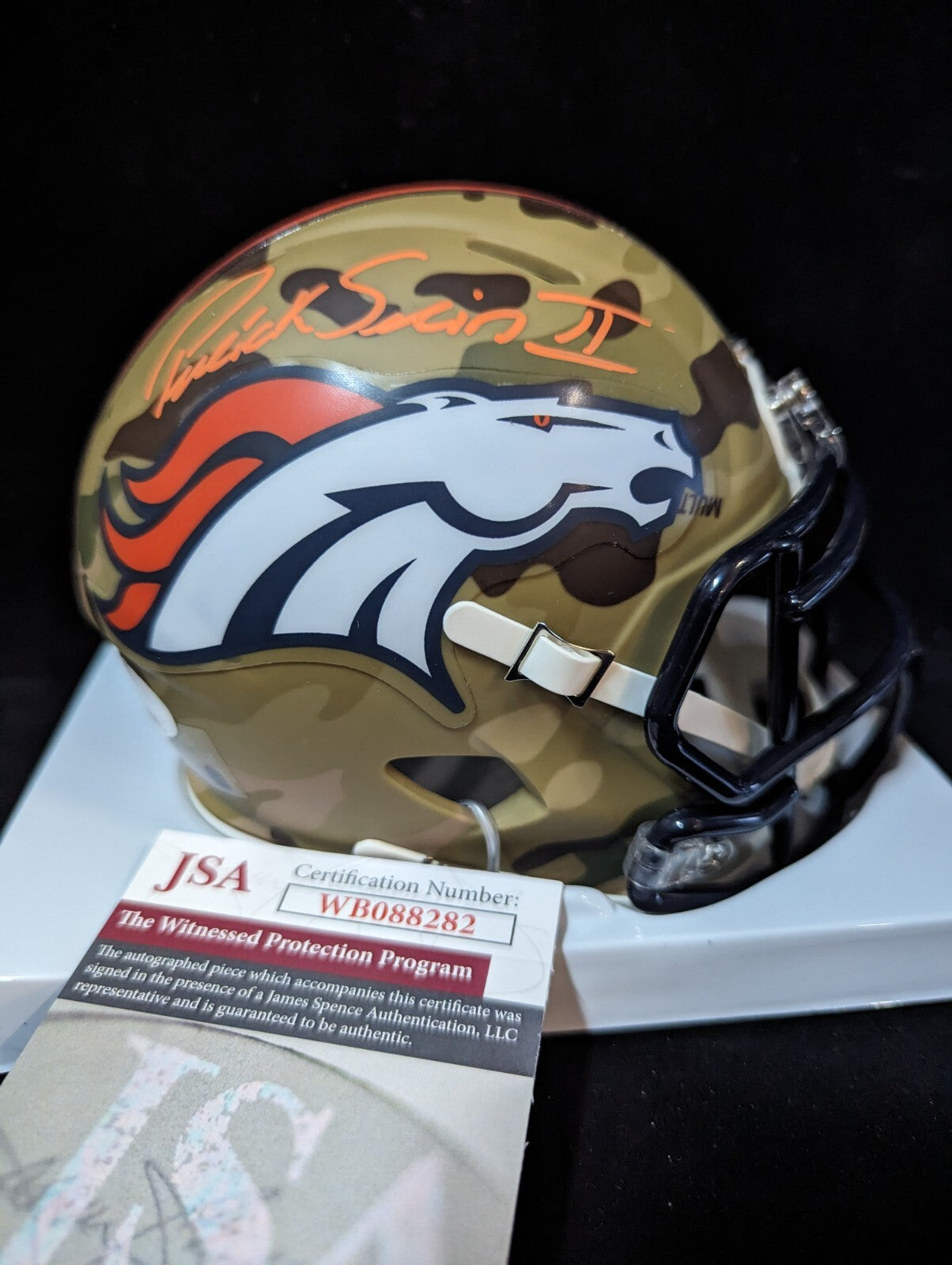 Denver Broncos Pat Surtain Ii Autographed Alt Camo Mini Helmet Jsa Coa