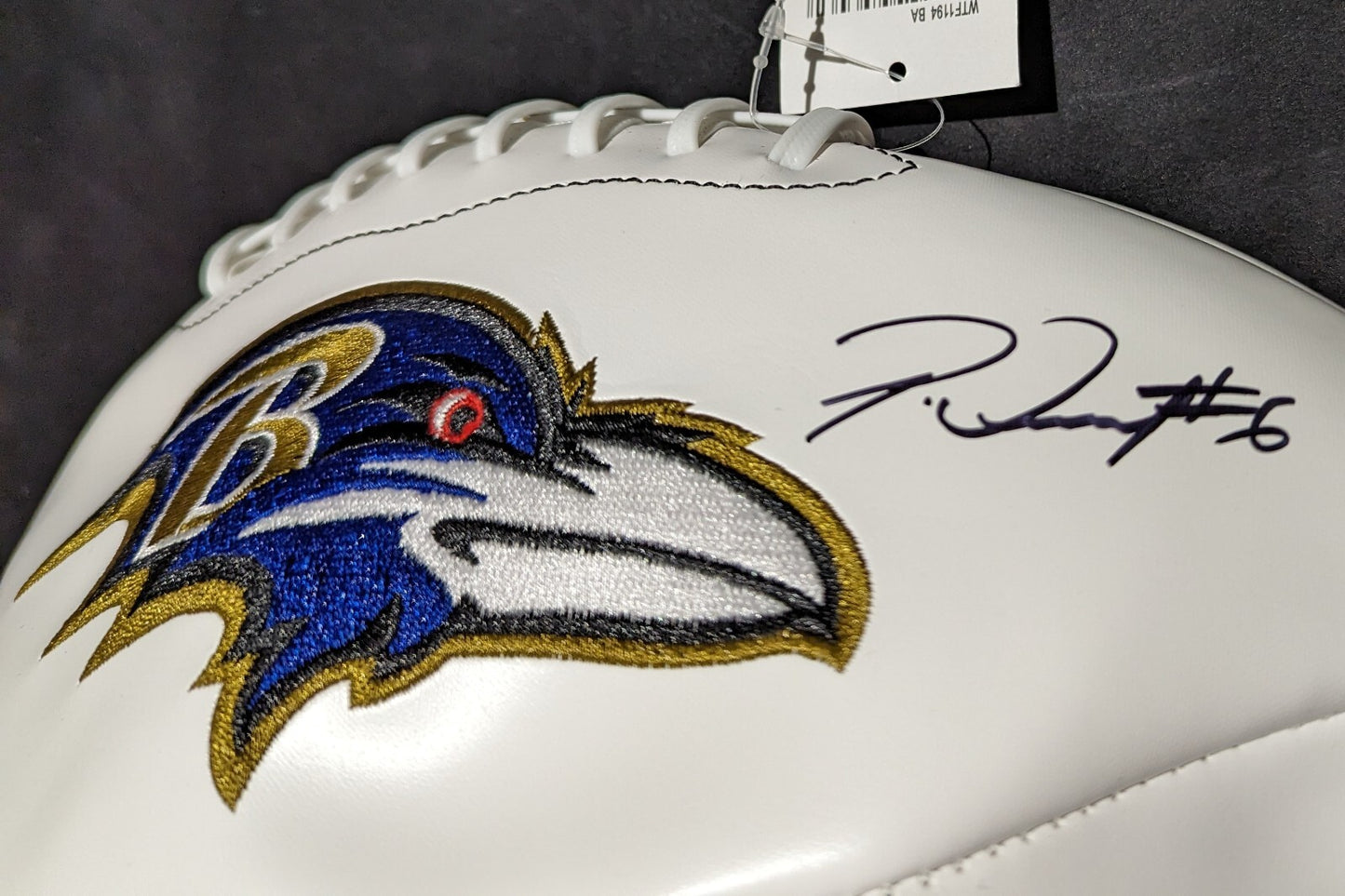 Baltimore Ravens Patrick Queen Autographed Signed Logo Football Jsa Coa