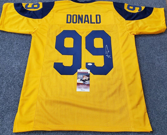 MVP Authentics Los Angeles Rams Aaron Donald Autographed Signed Jersey Jsa Coa 251.10 sports jersey framing , jersey framing