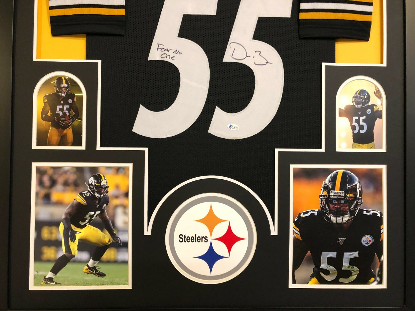 Framed Pittsburgh Steelers Devin Bush Autographed Signed Inscribe Jersey Bas Coa