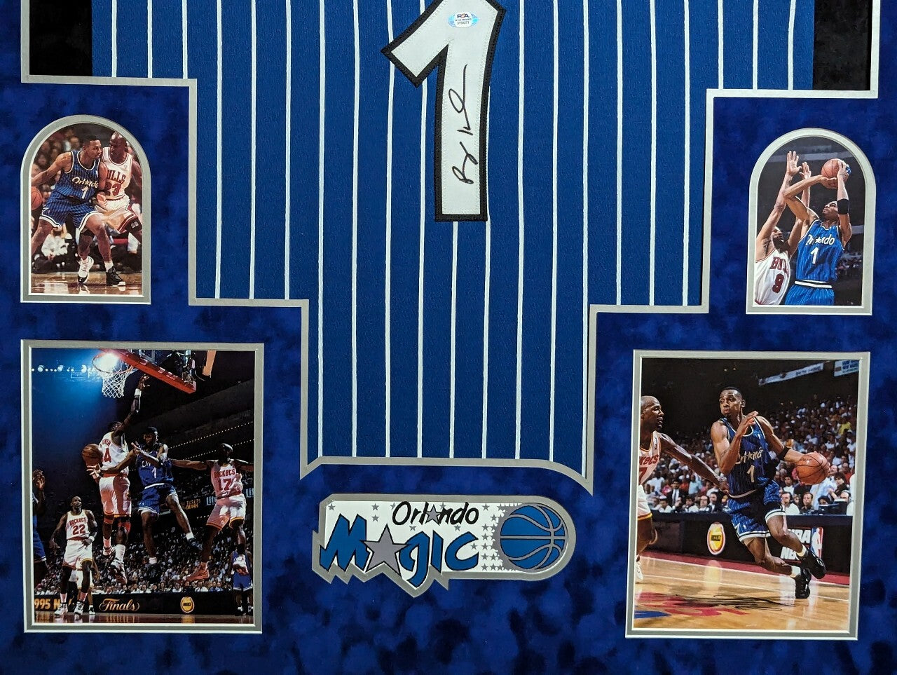 Framed In Suede Orlando Magic Penny Hardaway Autographed Signed Jersey Psa Coa