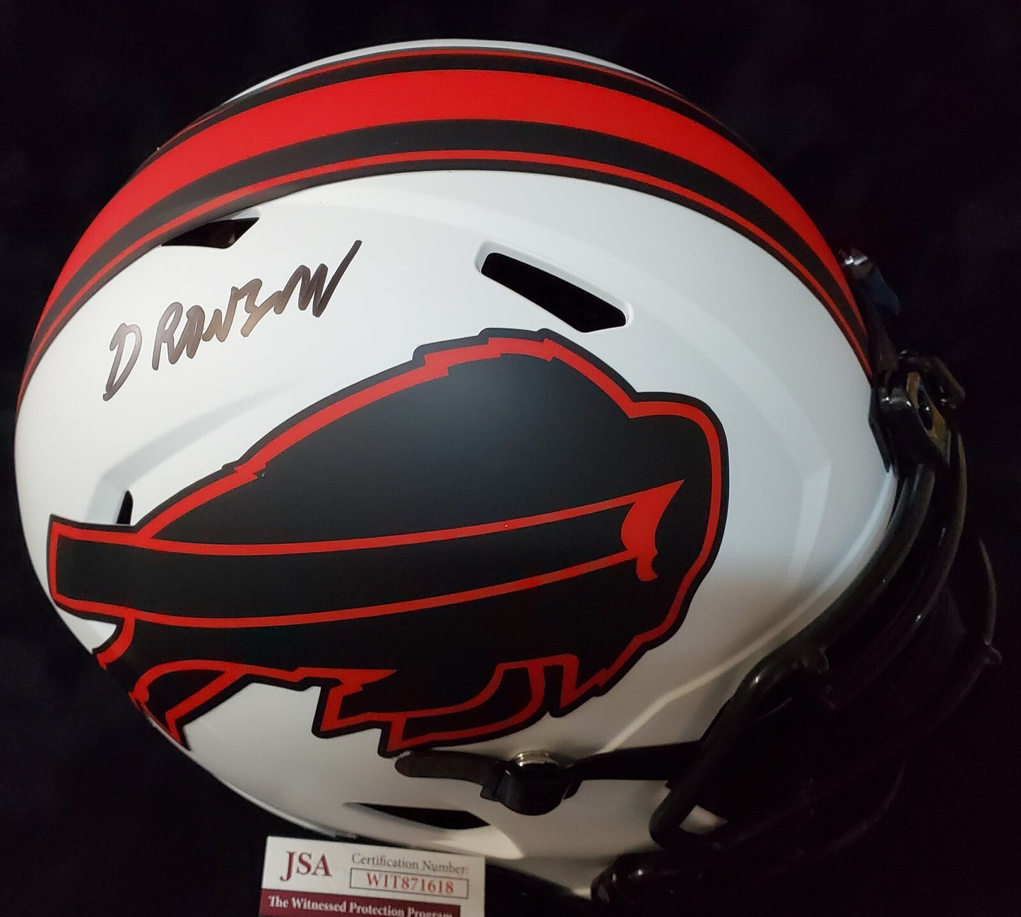 Buffalo Bills Gregory Rousseau Signed Full Size Lunar Replica Helmet Jsa Coa