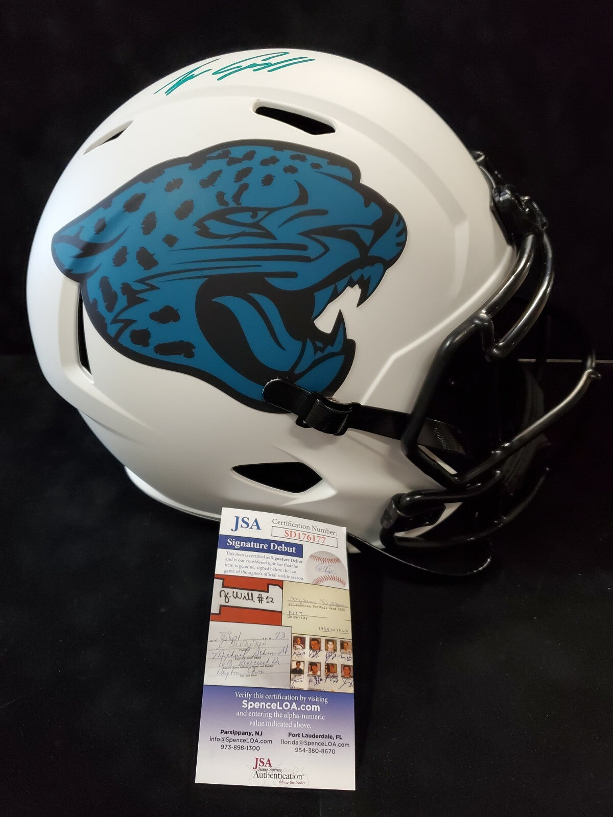 Jacksonville Jaguars Tyson Campbell Signed Full Size Lunar Rep Helmet Jsa Coa