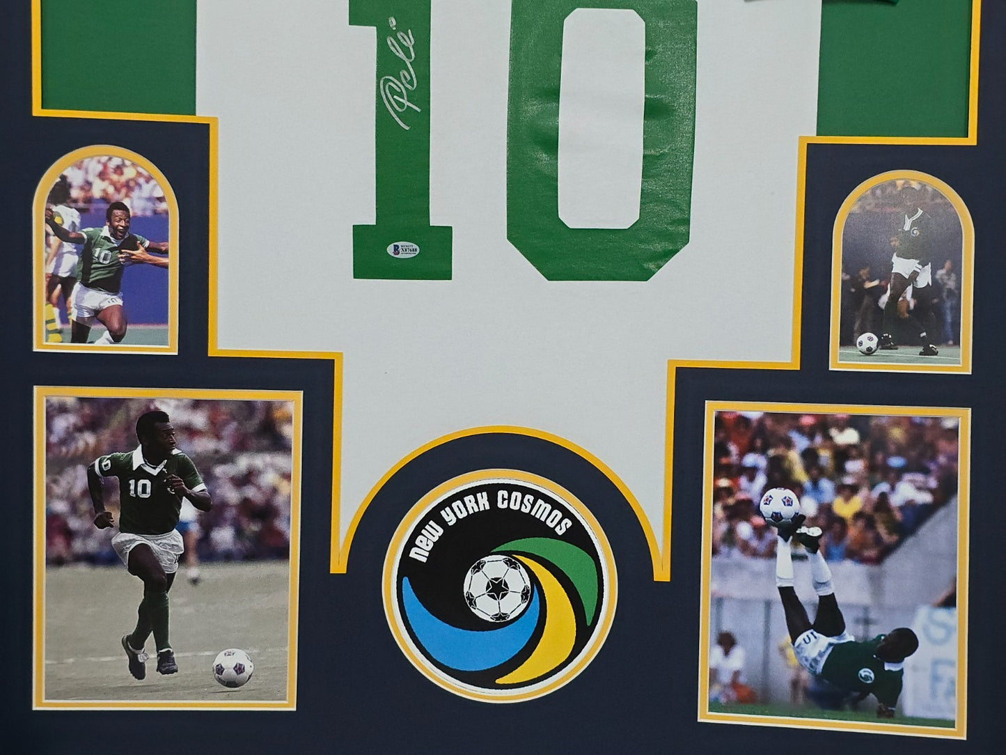Framed Pele Autographed Signed New York Cosmos Jersey Beckett Coa