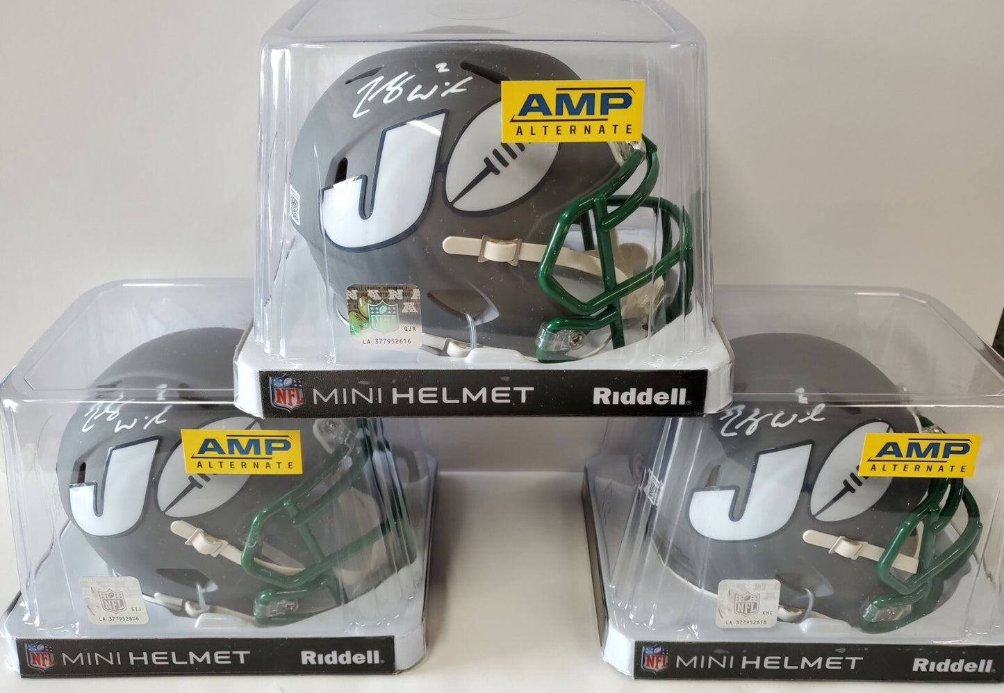 N.Y. Jets Zach Wilson Autographed Signed Amp Alternate Mini Helmet Beckett Holo