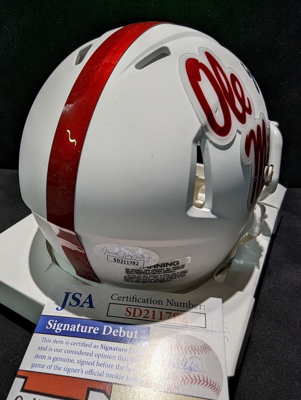 Ole Miss Rebels Jonathan Mingo Signed Speed Mini Helmet Jsa Coa