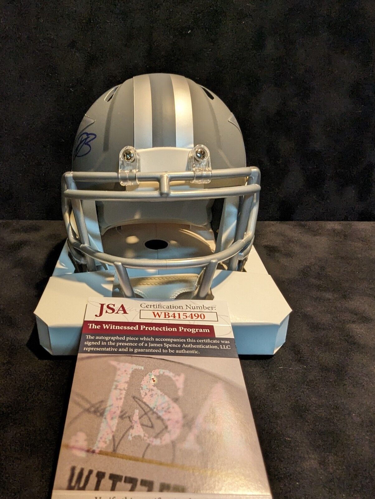 Dallas Cowboys Daron Bland Autographed Signed Slate Mini Helmet Jsa Coa