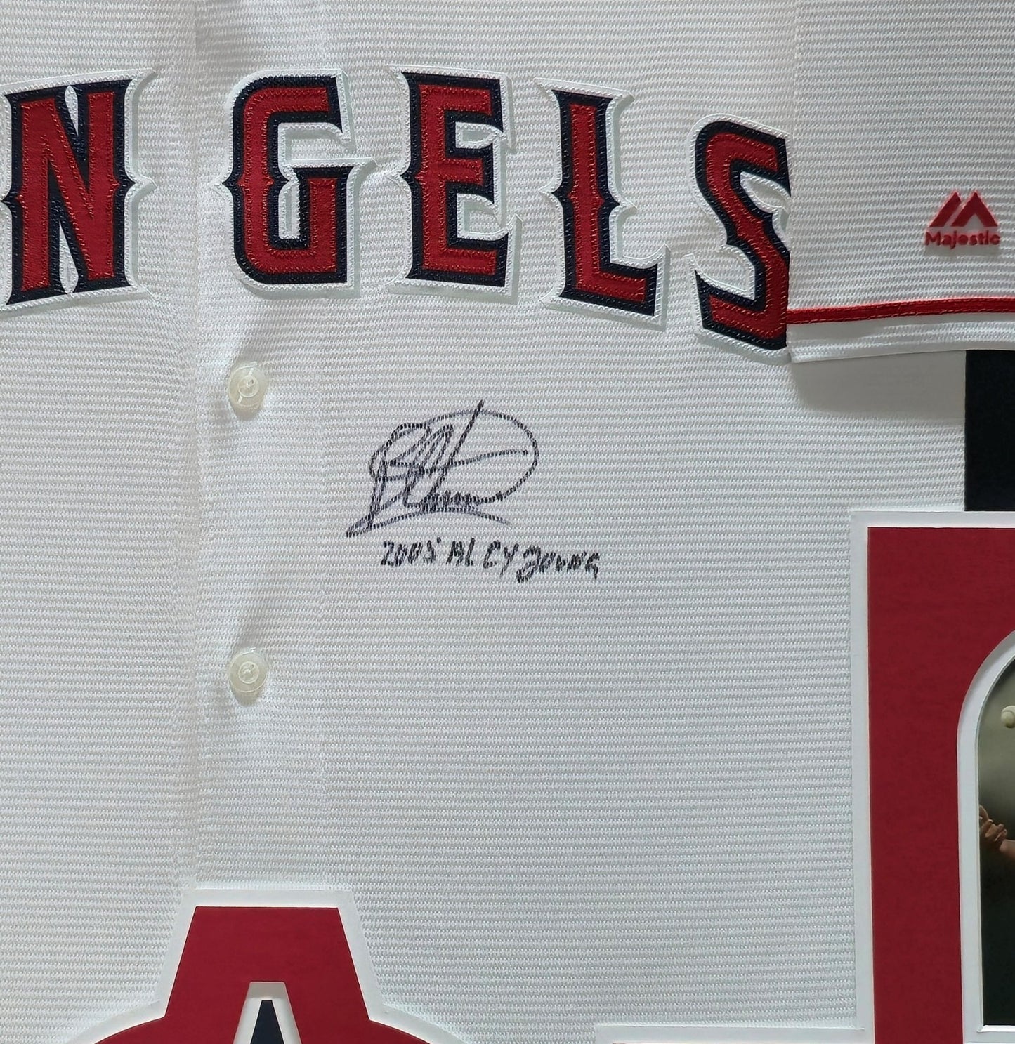 Framed Anaheim Angels Bartolo Colon Autographed Inscribed Jersey Psa Coa