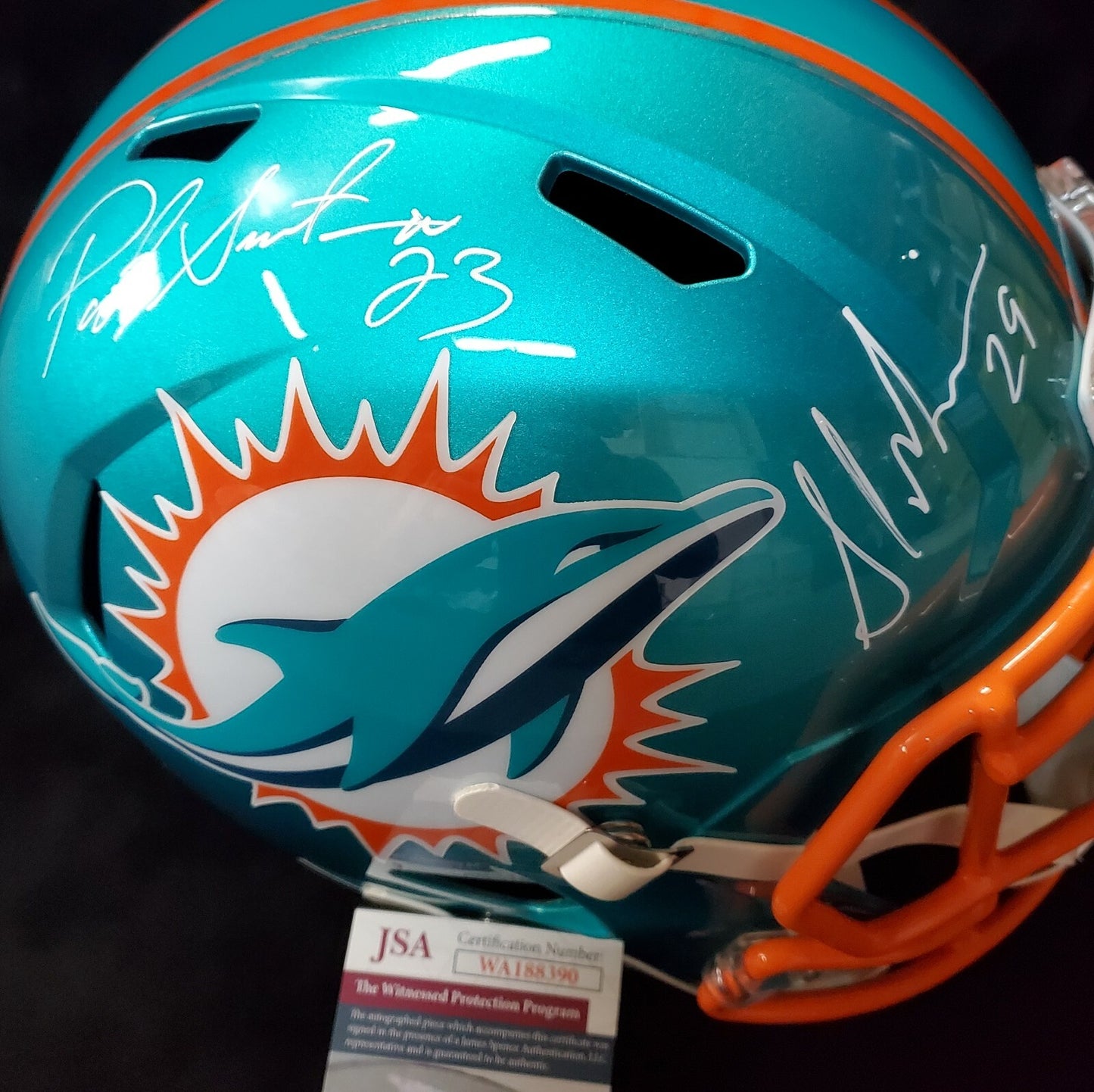 Miami Dolphins Pat Surtain Sam Madison Signed F/S Flash Replica Helmet Jsa Coa